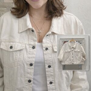 Serra Cream Denim Jean Jacket with Button Front